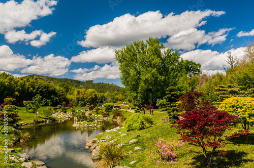 The Japanese garden in the park of Anduze being in the French department of Gard, France, Europe, European, Western Europe photo