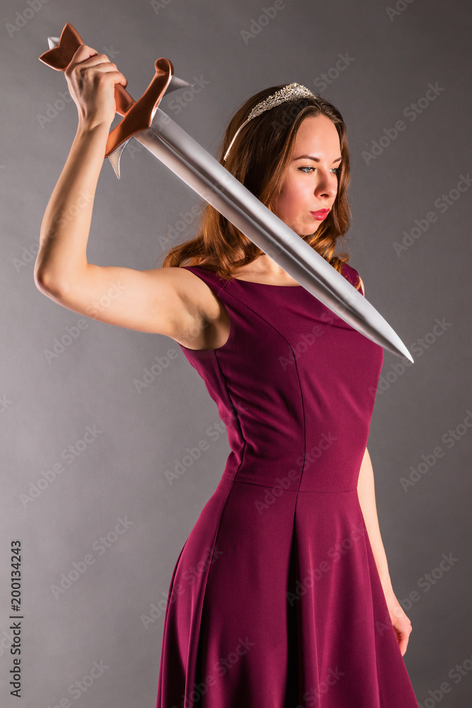 Beautiful young pure princess girl with a sword Beautiful young pure princess girl with a sword