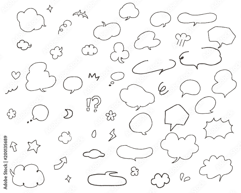 手描き 吹き出しセット 手描き 吹き出しセット