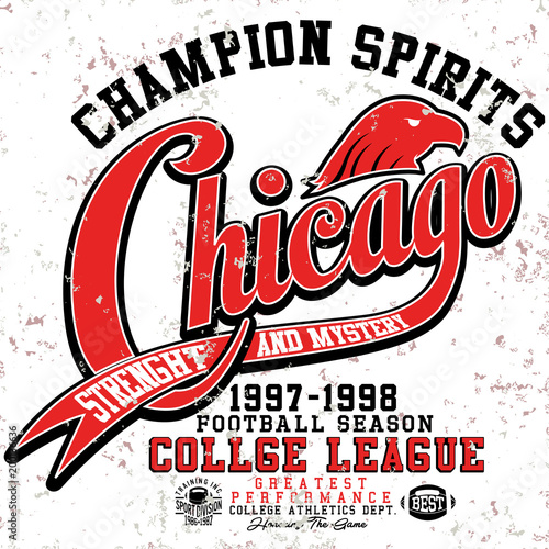 college tee graphics,vintage graphic,chicago college league,champion spirits