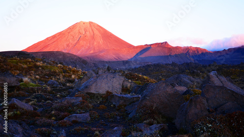 Sunrise on the Mount Ngauruhoe in New Zealand photo