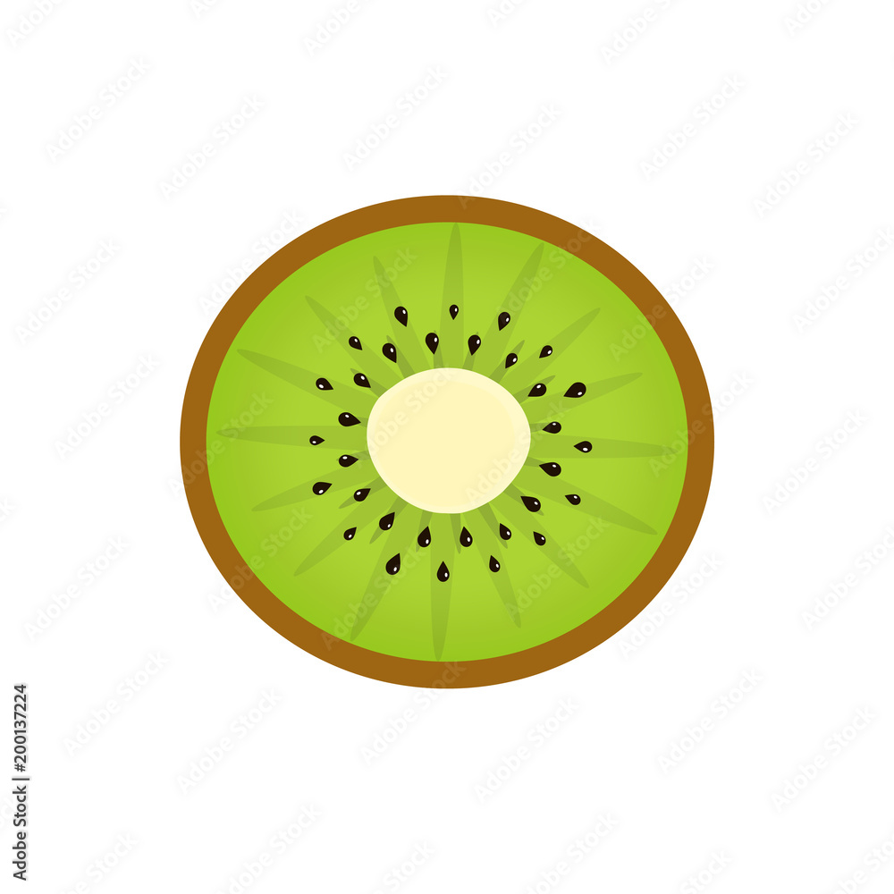 Half of kiwi fruit. Flat illustration for design Half of kiwi fruit. Flat illustration for design