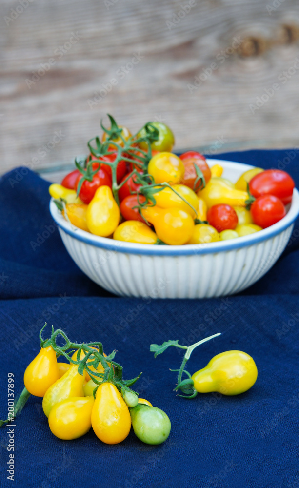 colorful cherry tomatoes in the bowl