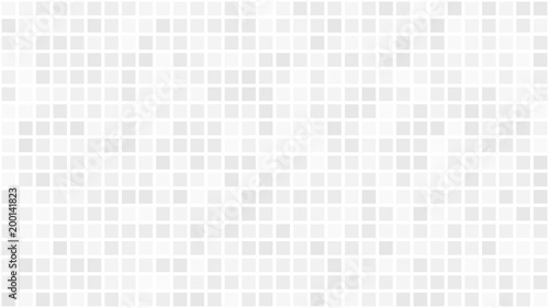 Abstract light background of small squares or pixels in white and gray colors.