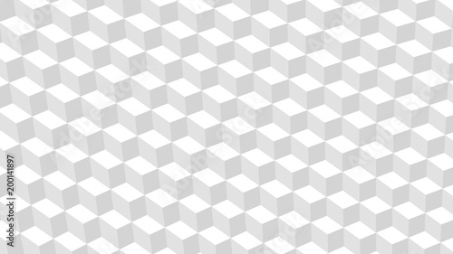 Abstract light background of isometric cubes in white and gray colors.