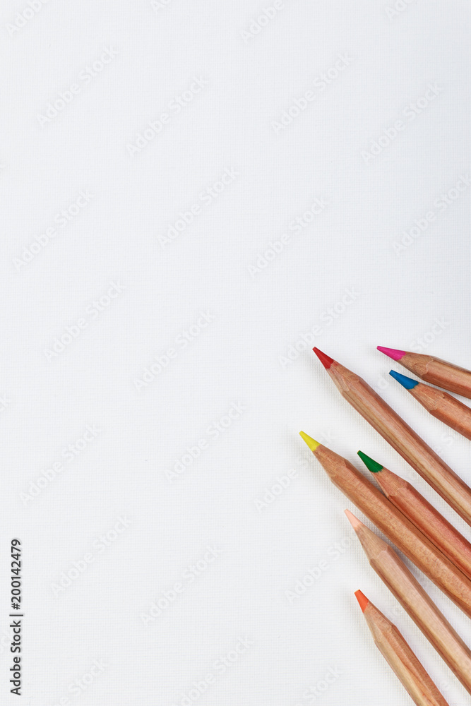 Fototapeta premium Background from color pencils on white background