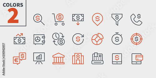 Financial Pixel Perfect Well-crafted Vector Thin Line Icons 48x48 Ready for 24x24 Grid for Web Graphics and Apps with Editable Stroke. Simple Minimal Pictogram Part 1