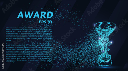 The award of the particles. Sports trophy consists of circles and points. Vector illustration.