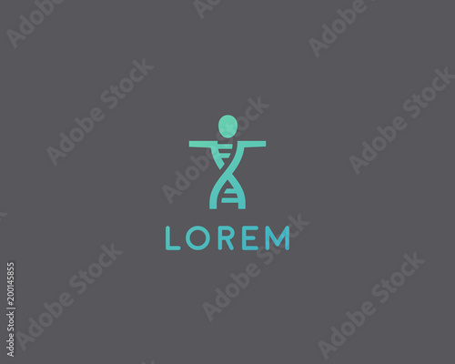 DNA people vector logo design. Medicine person icon symbol. Man science tech logotype.