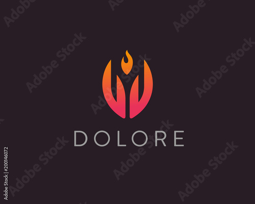 Hand fire logotype. Palm, flame vector logo