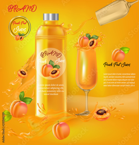 peach juices in the bottle