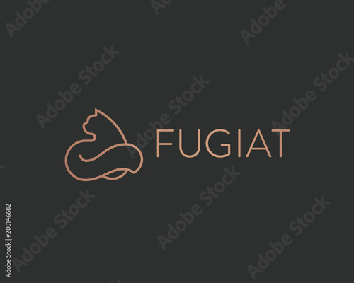 Cat linear logo design. Pet vector logotype