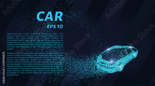 The car of the particles. The crossover consists of circles and points. Vector illustration.
