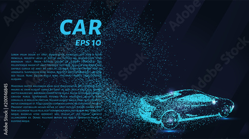 The car of the particles. The crossover consists of circles and points. Vector illustration.