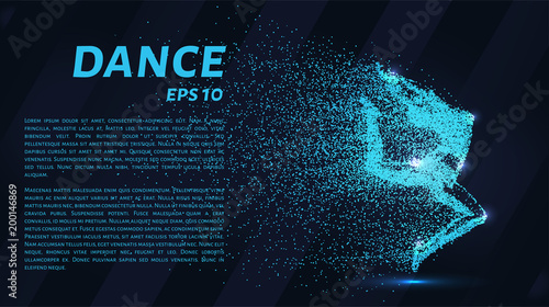 Dance of the particles. Girl dancing in jump. A dancer performs acrobatic elements