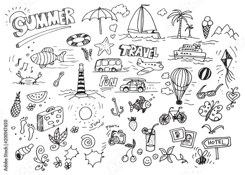 Hand drawn summer doodles