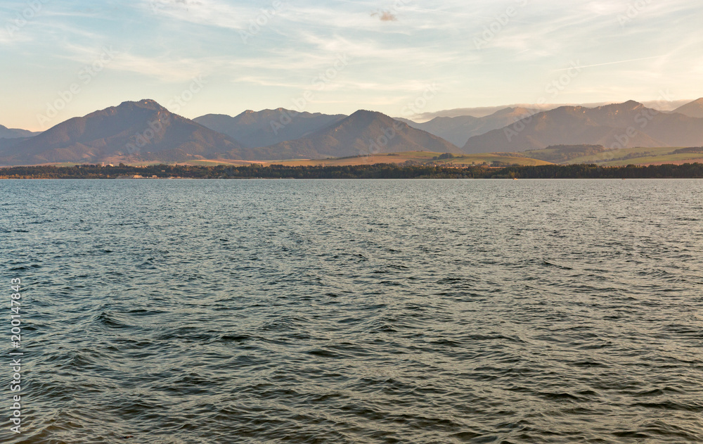 Waters of Liptovska Mara lake in Liptovsky Trnovec village, Slovakia.