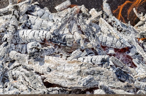 Bonfire with flame and ashes