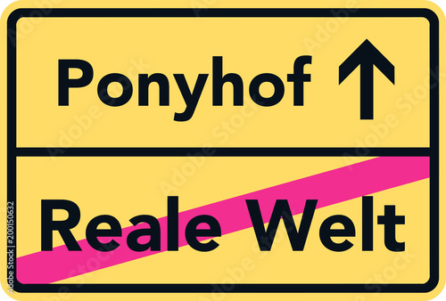 Way to the pony farm street sign german