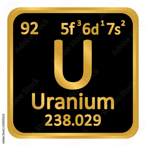 Periodic table element uranium icon.