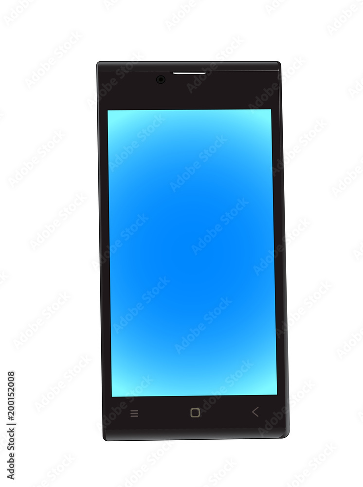 layout for cutting and pasting vector A black smartphone with blue blank screen on isolated white background layout for cutting and pasting vector A black smartphone with blue blank screen on isolated white background
