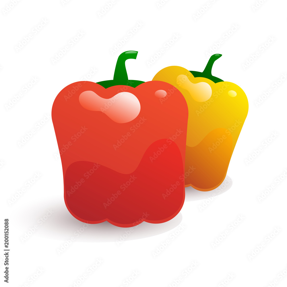 Red and yellow peppers vector illustration Red and yellow peppers vector illustration