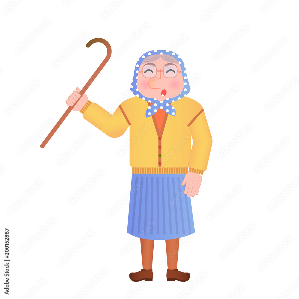 vector illustration: old woman saying something vector illustration: old woman saying something