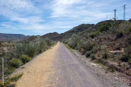 The green way of Lucainena under the blue sky in Almeria