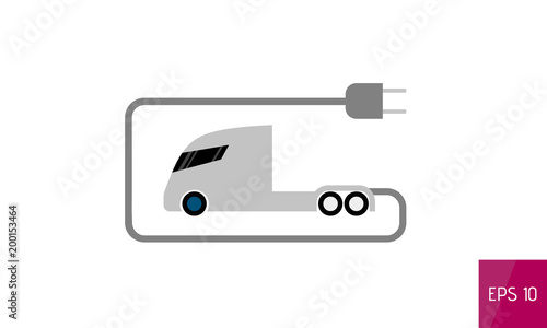 Electric truck flat icon