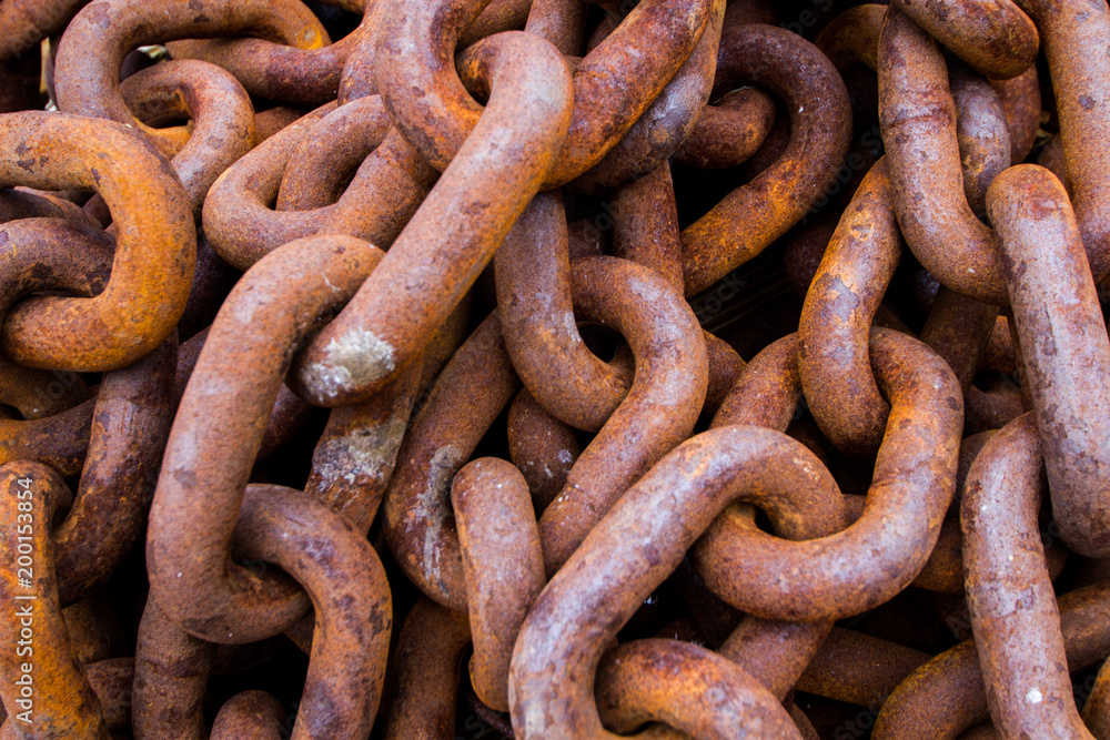 rusty chains pile