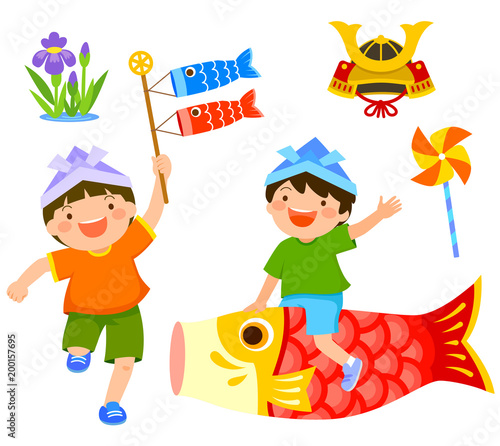 Clip art set for Japan's Children's Day or Kodomo No Hi.