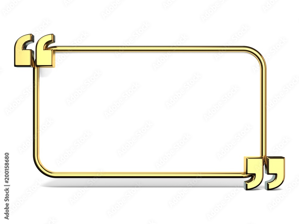 Obraz premium Copy space in golden quotes 3D