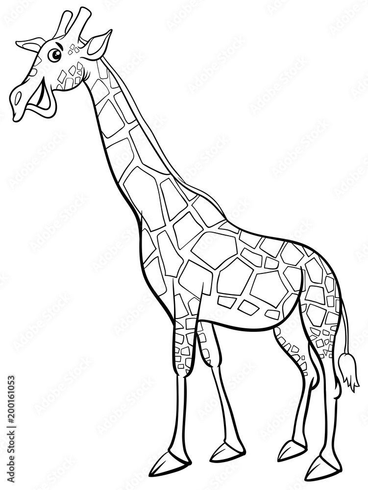 Obraz premium giraffe animal character cartoon coloring book