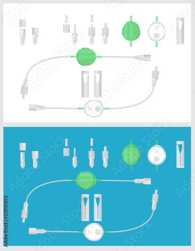 Infusion filter for fine cleaning solutions, 0.2 microns. 0.2 microns infusion filter for infusions. Modern medical system. Realistic 3d vector elements