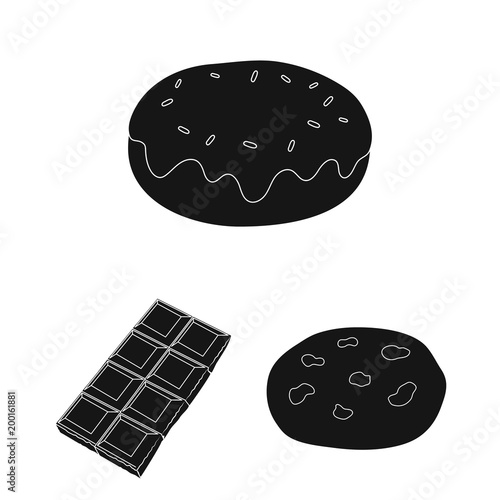 Chocolate Dessert black icons in set collection for design. Chocolate and Sweets vector symbol stock web illustration.