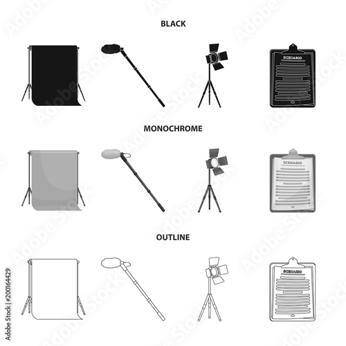 Hromakey, script and other equipment. Making movies set collection icons in black,monochrome,outline style vector symbol stock illustration web.