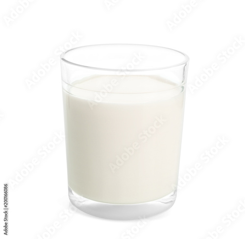 Glass of milk on white background. Fresh dairy product
