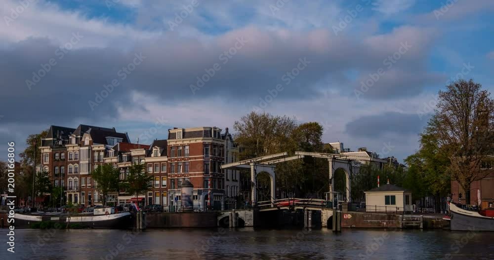 Amterdam canal, bridge and medieval houses timelapse Amterdam canal, bridge and medieval houses timelapse