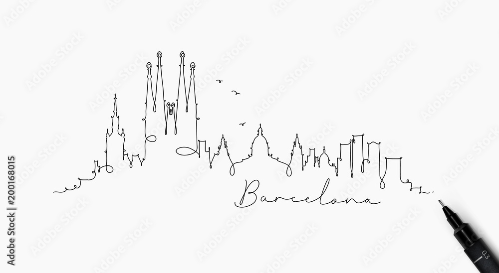 Obraz premium Sylwetka linii pióra barcelona