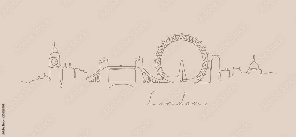 Obraz premium Linia pióra z linii beżowy Londyn