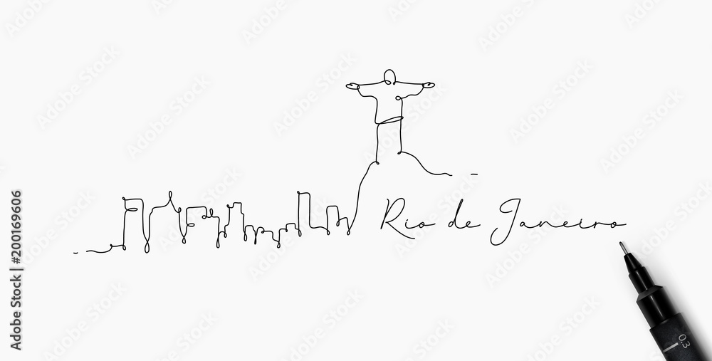 Pen line silhouette rio de janeiro