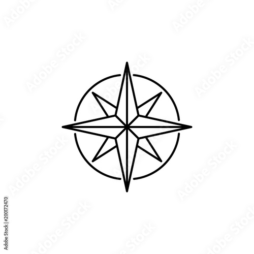 wind rose navigation instrument symbol line black vector icon