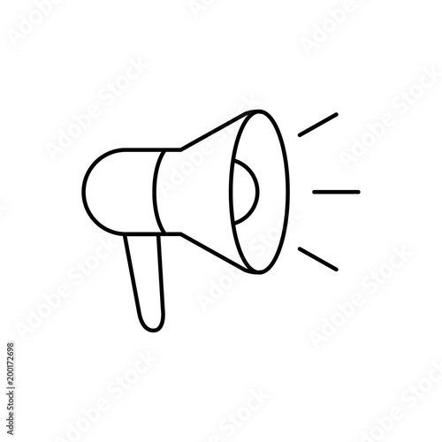 announcement horn noise line black vector icon