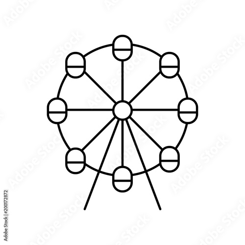 ferris wheel attraction line black vector icon