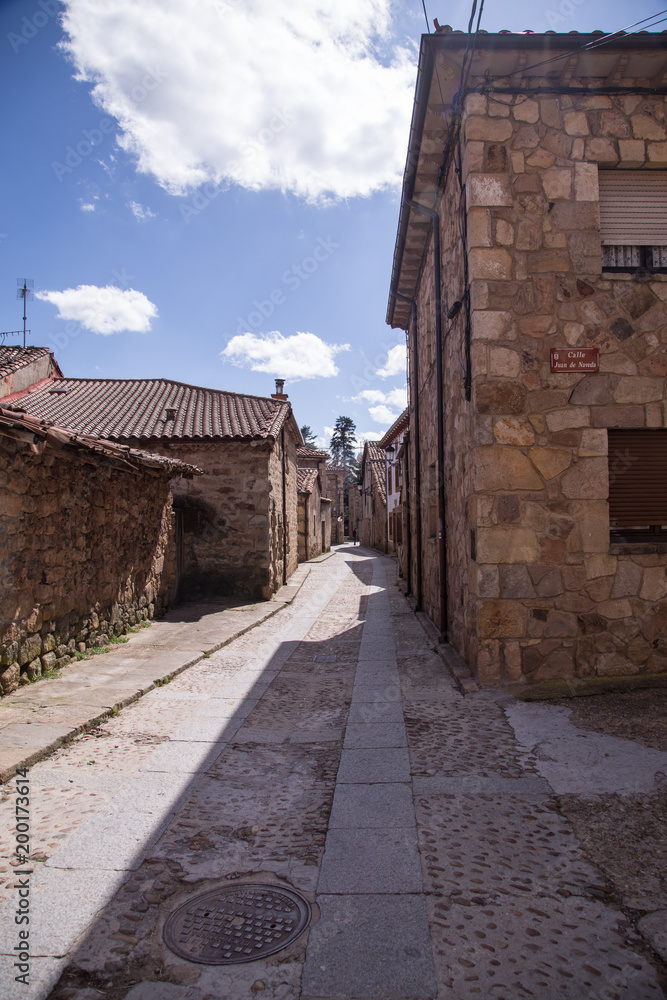Street of village of Vinuesa in Castilla y Leon Spain
