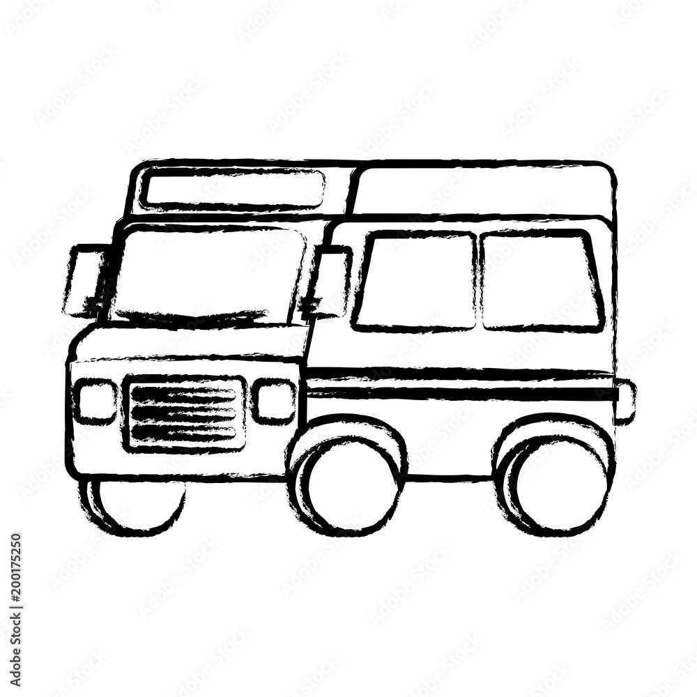 Fototapeta premium sketch of school bus icon over white background, vector illustration