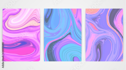 Backgrounds with marbling. Marble texture. Bright paint splash. Colorful fluid. It can be used for poster, card, brochure, invitation, cover book, catalog, banner. Size A4. Vector illustration eps10
