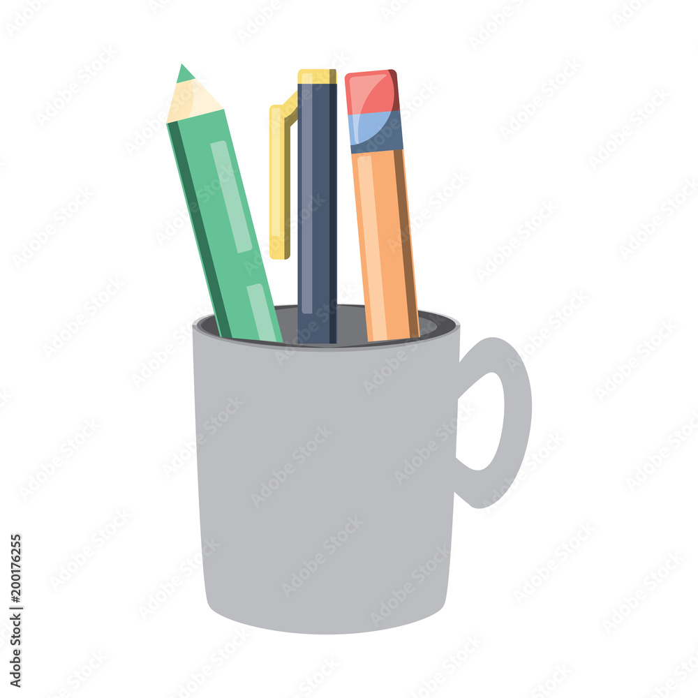 pencil holder with writing tools icon over white background, colorful design. vector illustration pencil holder with writing tools icon over white background, colorful design. vector illustration