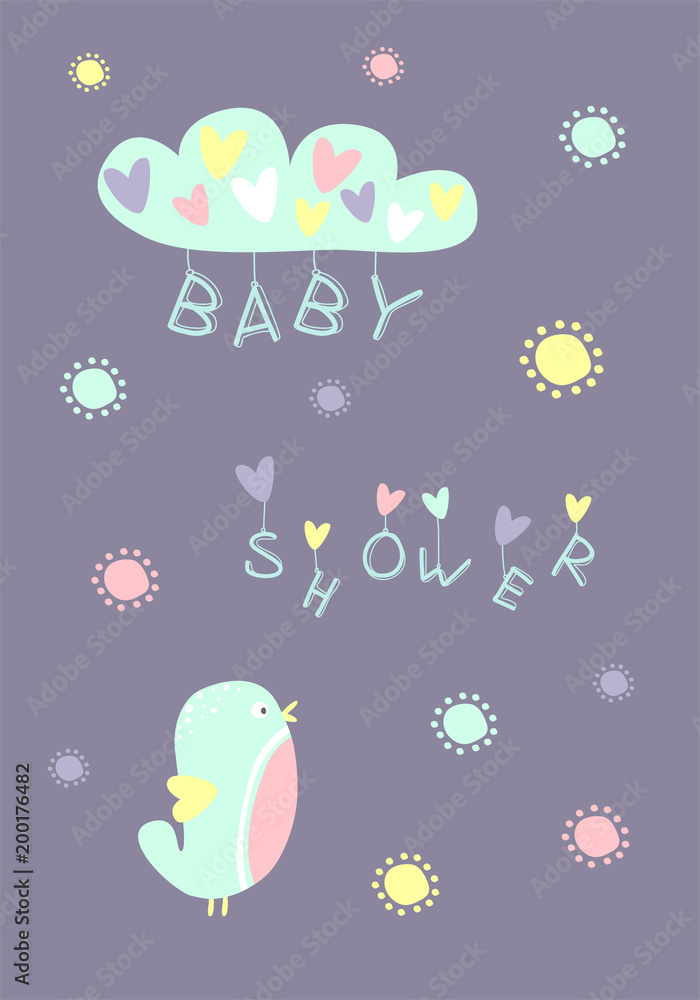 Baby Shower invitation design. Vector illustration.