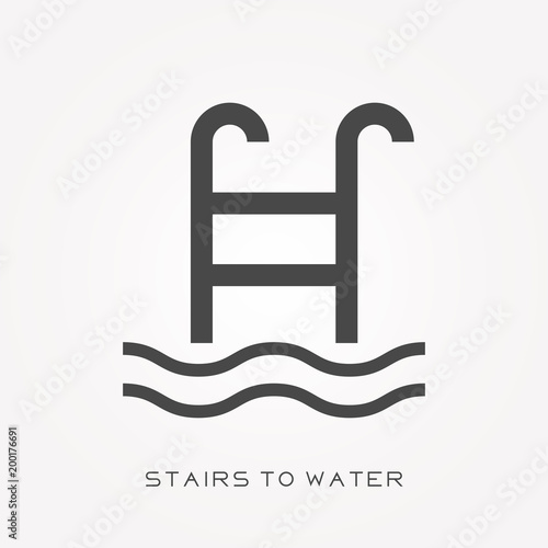 Silhouette icon stairs to water